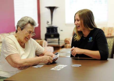 Elderly companion care aide with patient